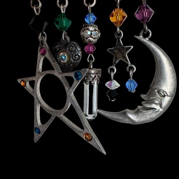 Vintage 90’s Silver Moon And Star Brooch Signed - Picture 6 of 9